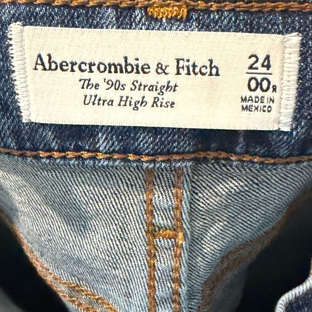 Abercrombie & Fitch Dark Blue 90s Straight Ultra High Rise Jeans - Picture 5 of 5